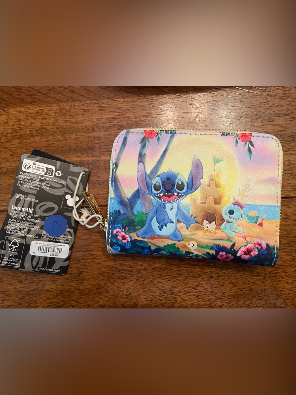 Stitch Beach Sandcastle LF HARDTAG Zip Wallet